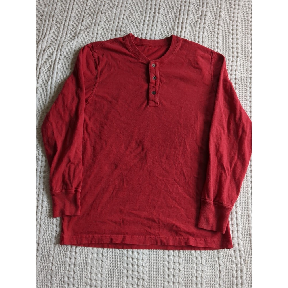 American Giant Henley Red Long Sleeve Pullover Men's Sz Large See Measurements